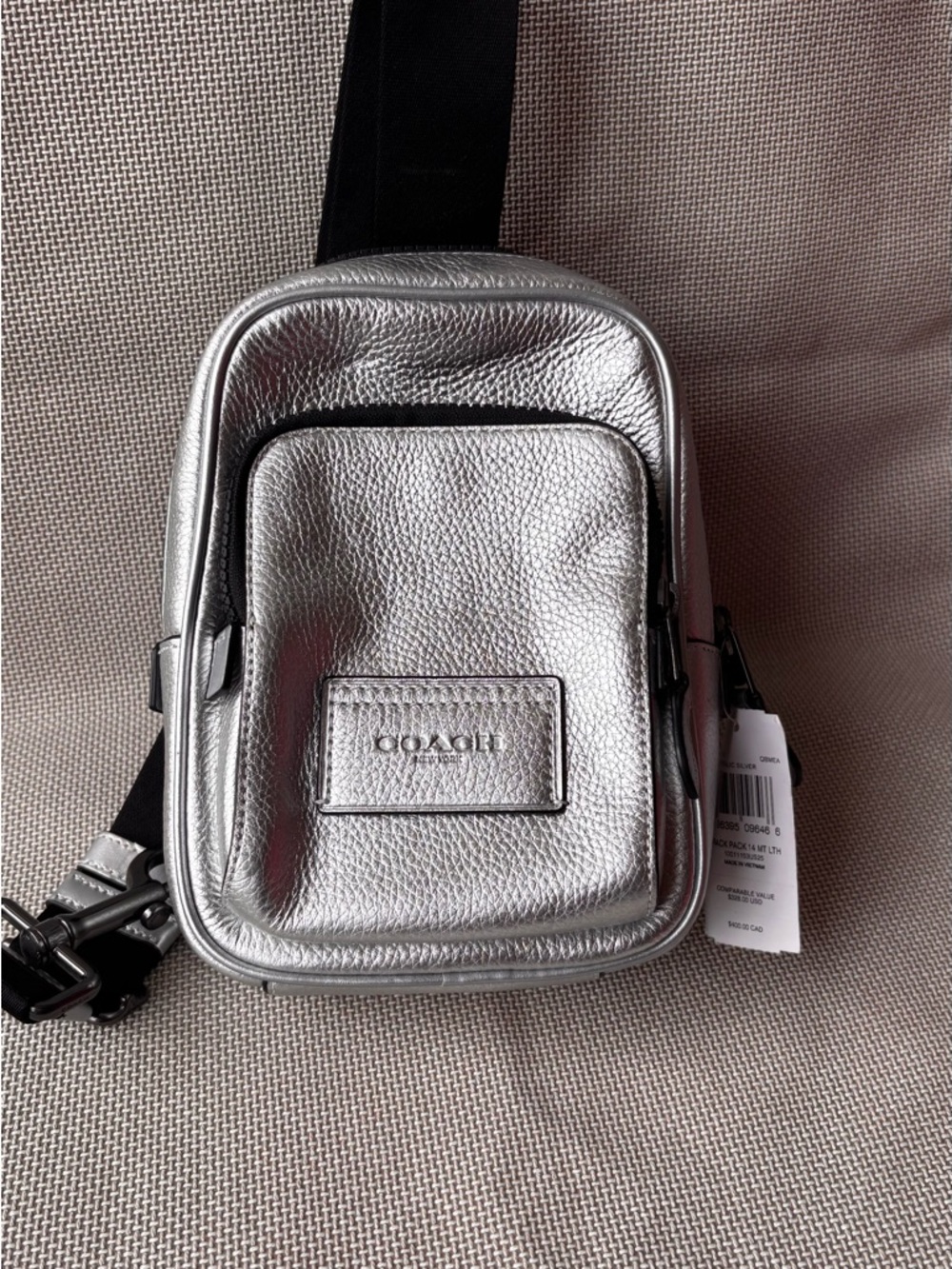 Coach Track Pack 14 in Metallic Ash
